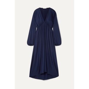 The Row Sasha gathered silk-blend satin midi dress